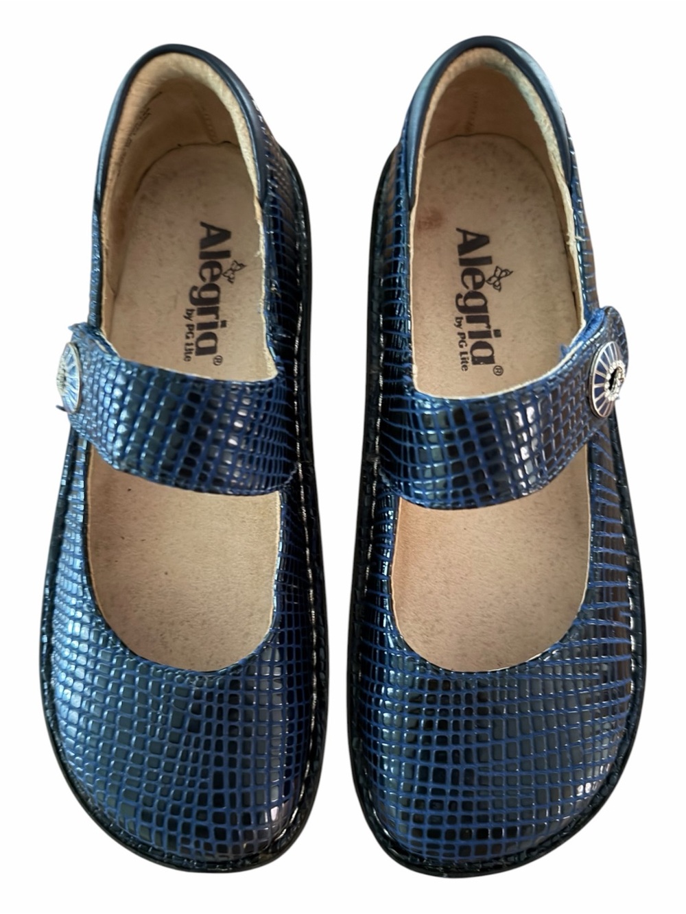 Alegria Paloma Jazzy Blue Patent Leather Mary Jane Comfort Shoes - EU 38 / US 8